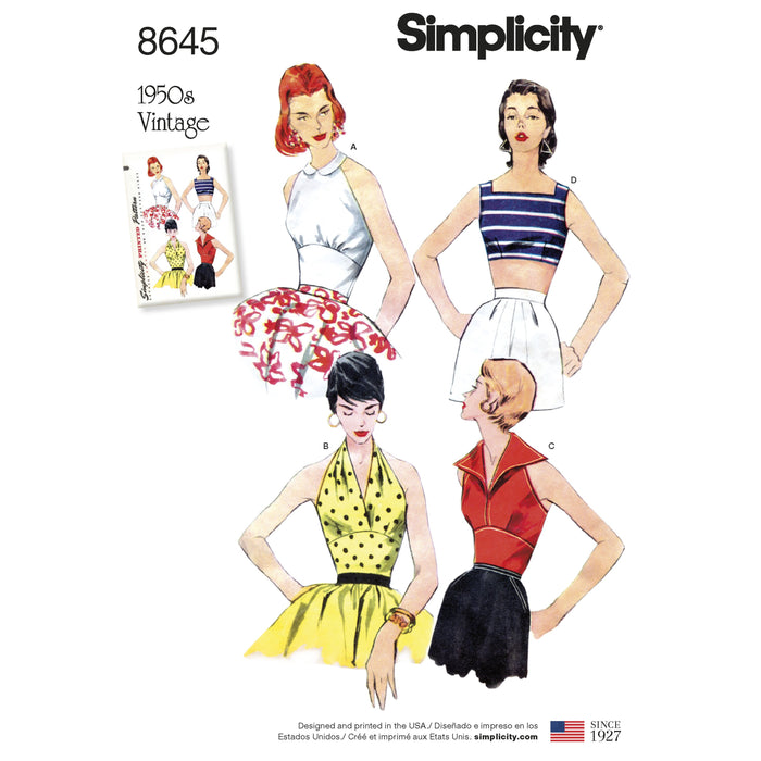 Simplicity Pattern 8645  halters and sun top from Jaycotts Sewing Supplies