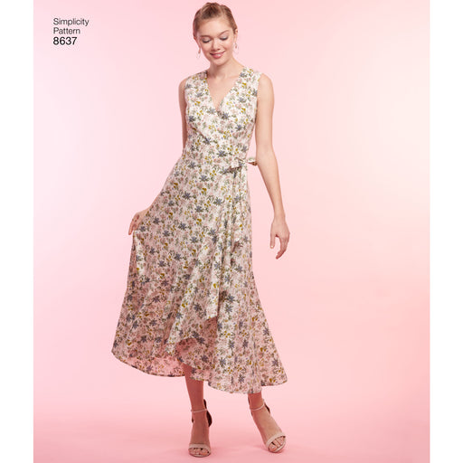 Simplicity Pattern 8637 wrap dresses. from Jaycotts Sewing Supplies