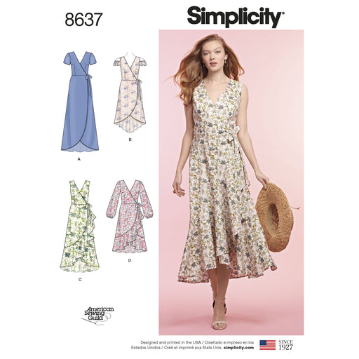 Simplicity Pattern 8637 wrap dresses. from Jaycotts Sewing Supplies