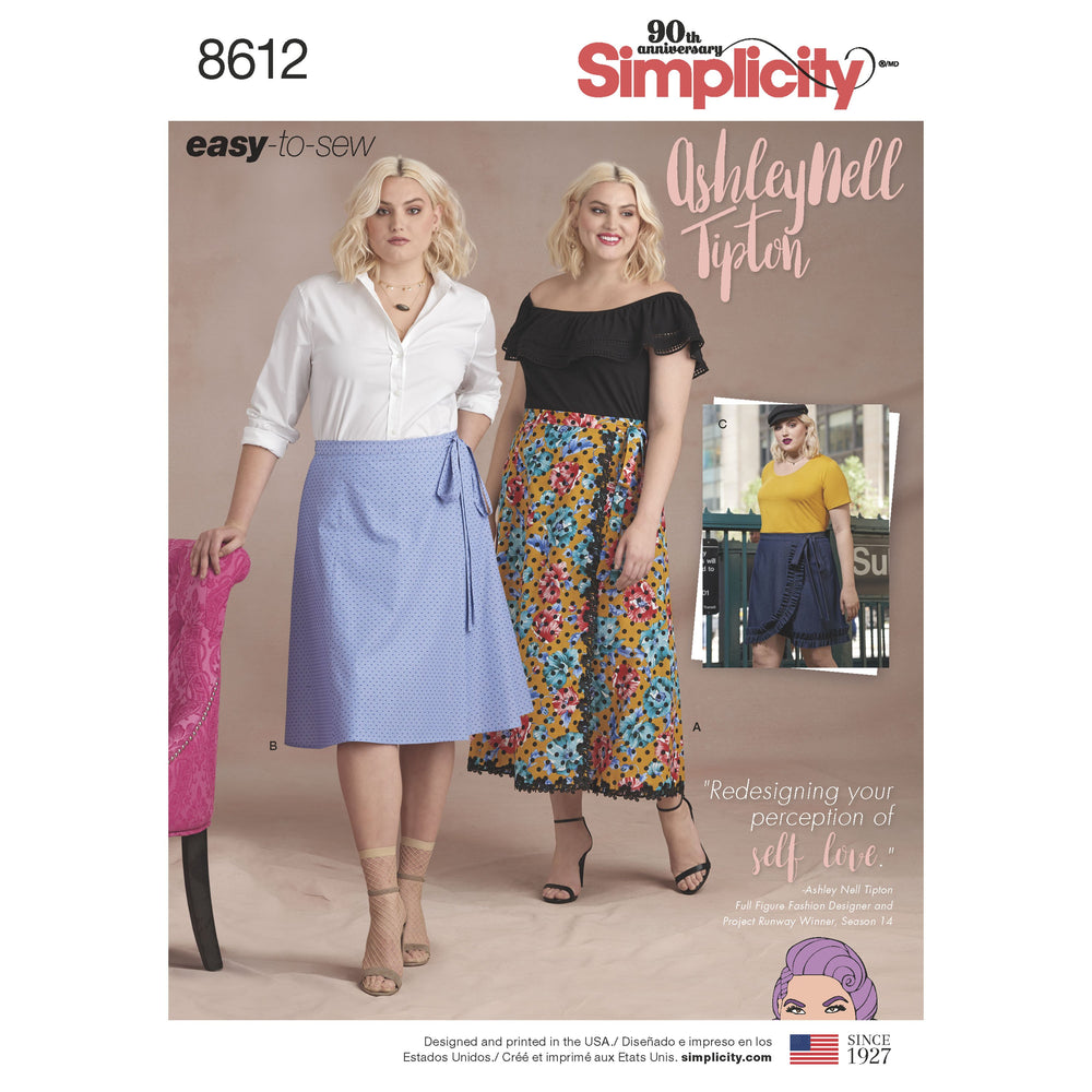 Simplicity Pattern 8612 Easy to sew wrap skirts from Jaycotts Sewing Supplies
