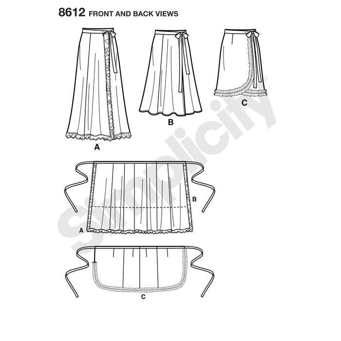 Simplicity Pattern 8612 Easy to sew wrap skirts from Jaycotts Sewing Supplies