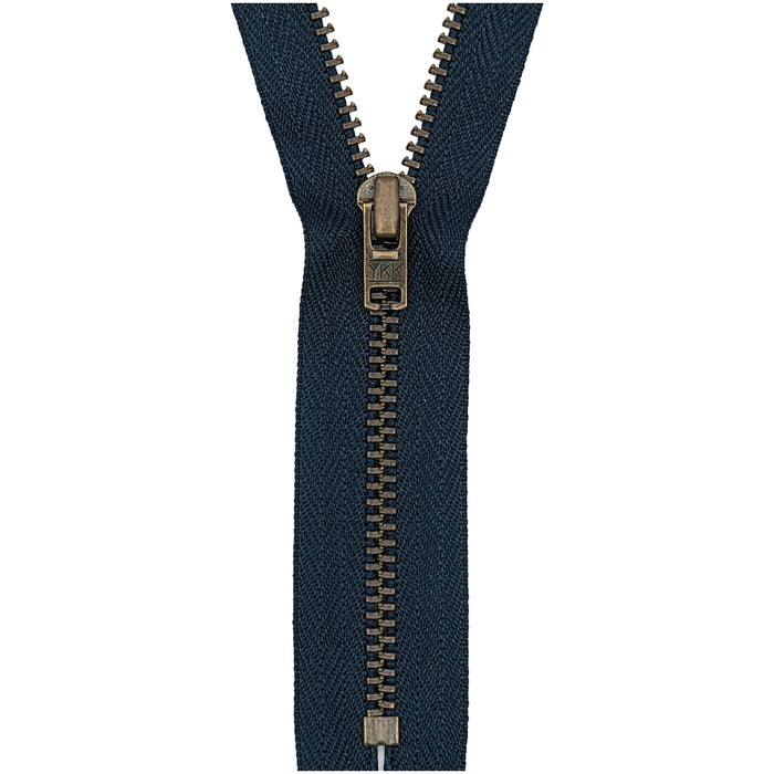 YKK Trouser Zip: Antique Brass | Navy 560 — jaycotts.co.uk - Sewing ...