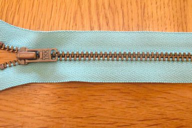 Metal Dress Zip | Antique Brass - TURQUOISE from Jaycotts Sewing Supplies